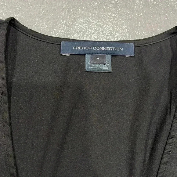 [M] French Connection  Inu Long Sleeve Black Satin Blouse - Picture 6 of 11